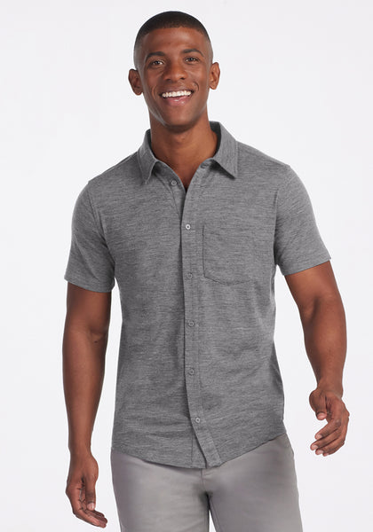 Endi Full Button Down Shirt - Graphite Heather